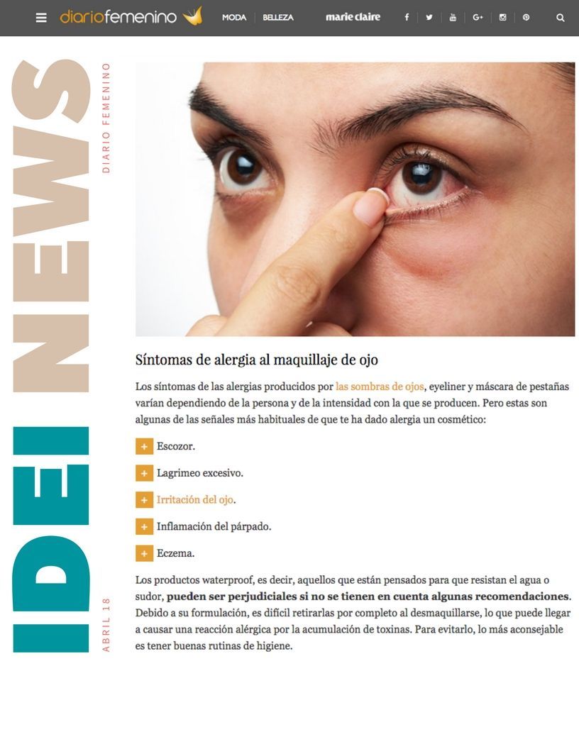 Las sombras de ojos y el eyeliner pueden dar alergia