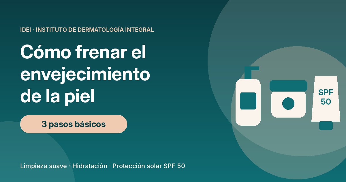 Rutina para frenar el envejecimiento de la piel: limpieza suave, hidratación y protector solar SPF 50